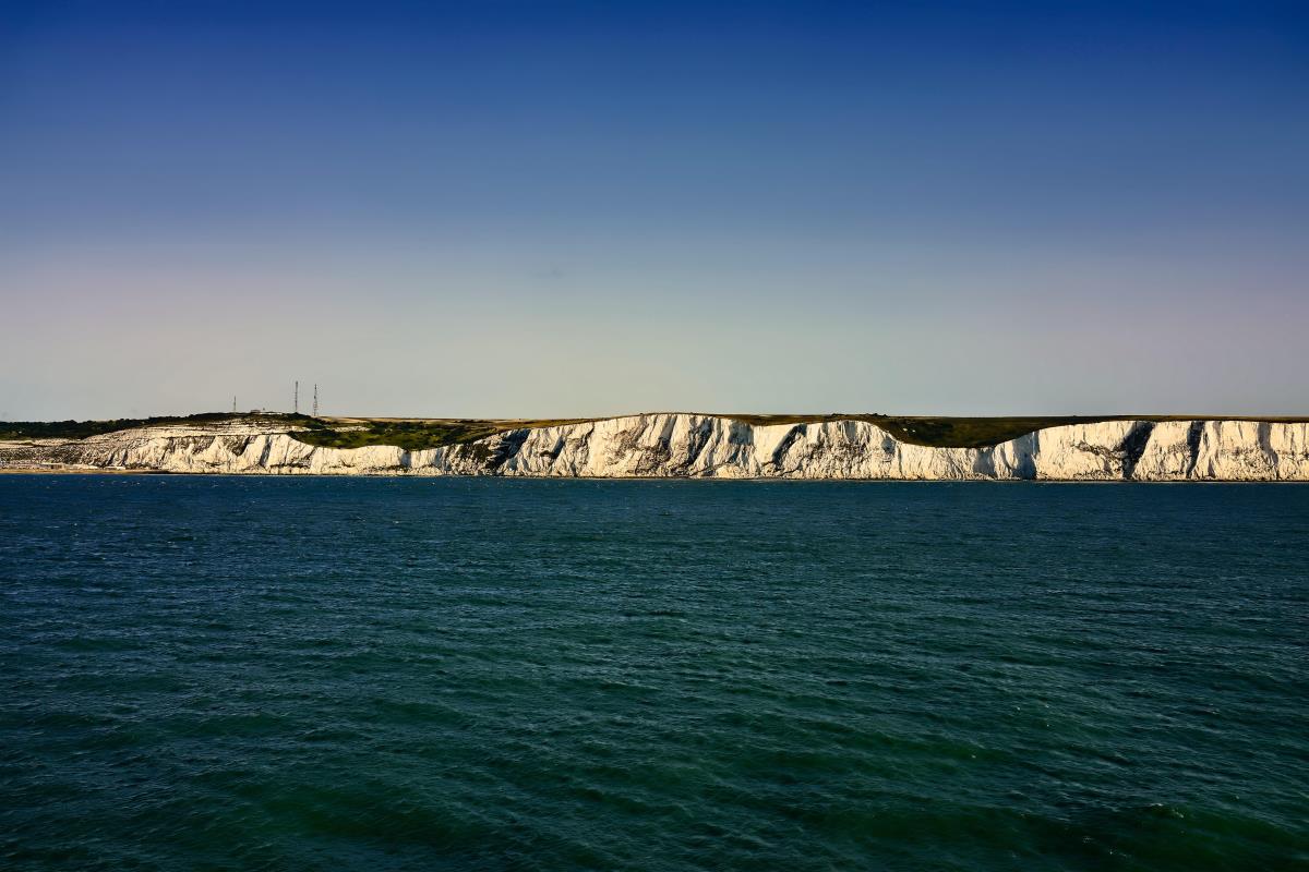 A panoramic view of the White Cliffs of Dover